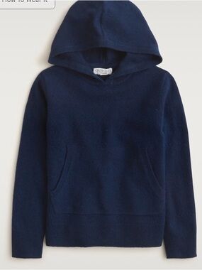 J CREW CREW CUTS CASHMERE HOODIE NAVY 10-12
